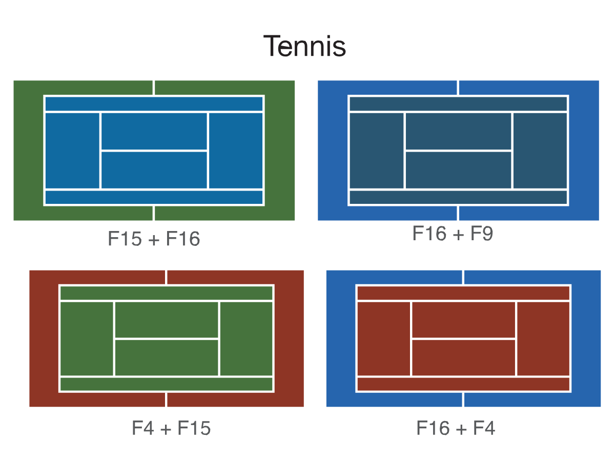 Một số mẫu phối màu phổ biến sân Tennis