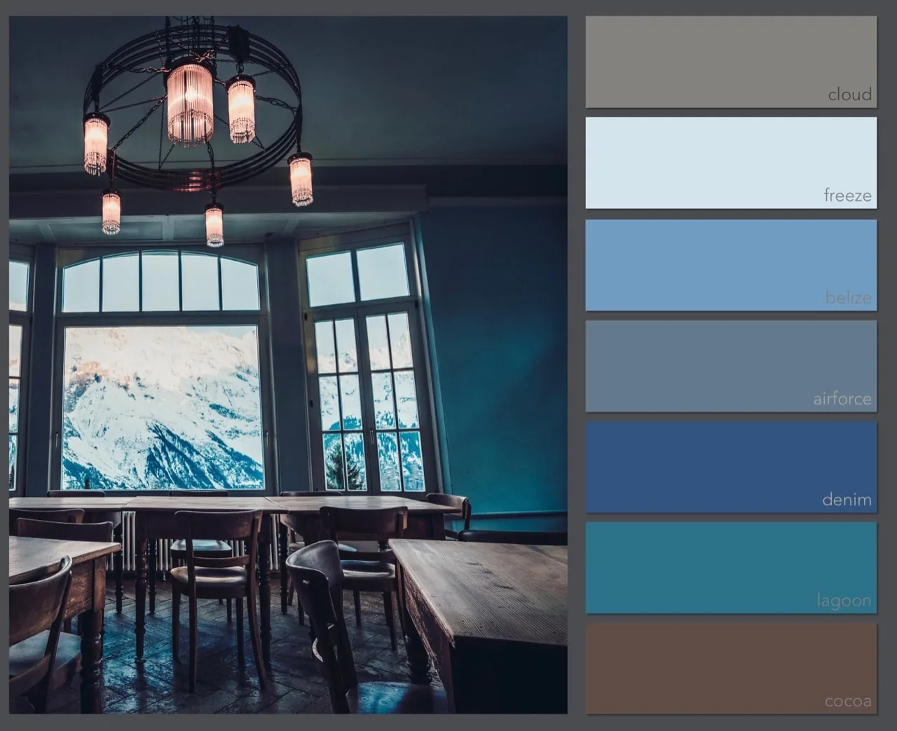 Bộ phối màu 06: cloud, freeze, belize, airforce, denim, lagoon, cocoa