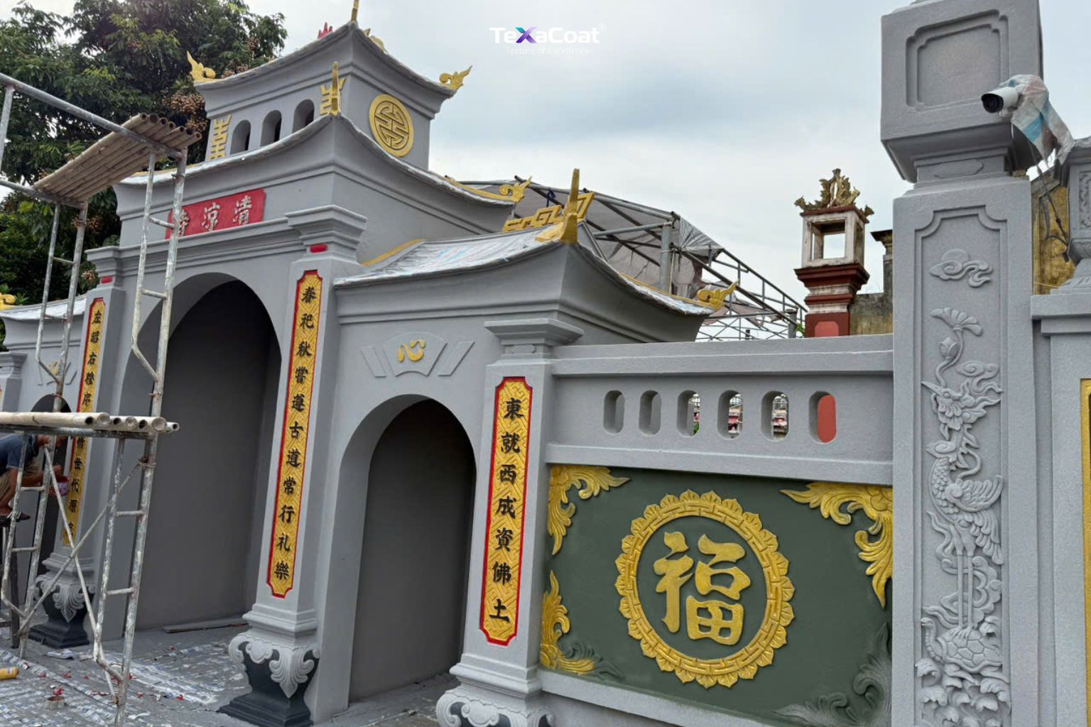 Sơn đá ngày càng được ứng dụng trong các công trình tâm linh như đền, chùa